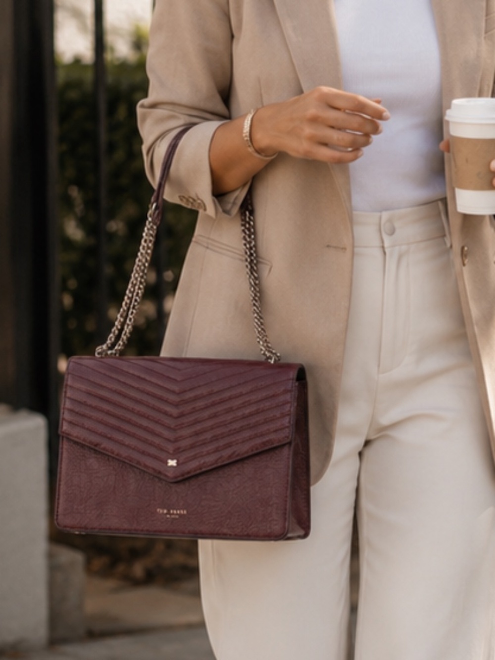 Ted Baker Kalila Leather envelope cross body shoulder bag in Deep Purple